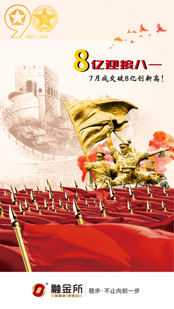 七月成交额破八亿 融金所用八亿迎接八一向军人致敬