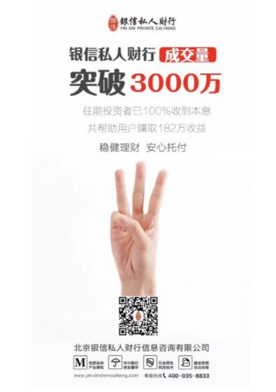 88天投资额破3000万 银信私人财行互联网金融平台魅力大显