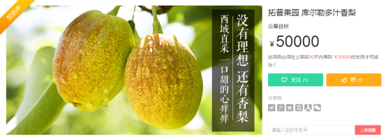 拓普果园-库尔勒多汁香梨预热京东众筹